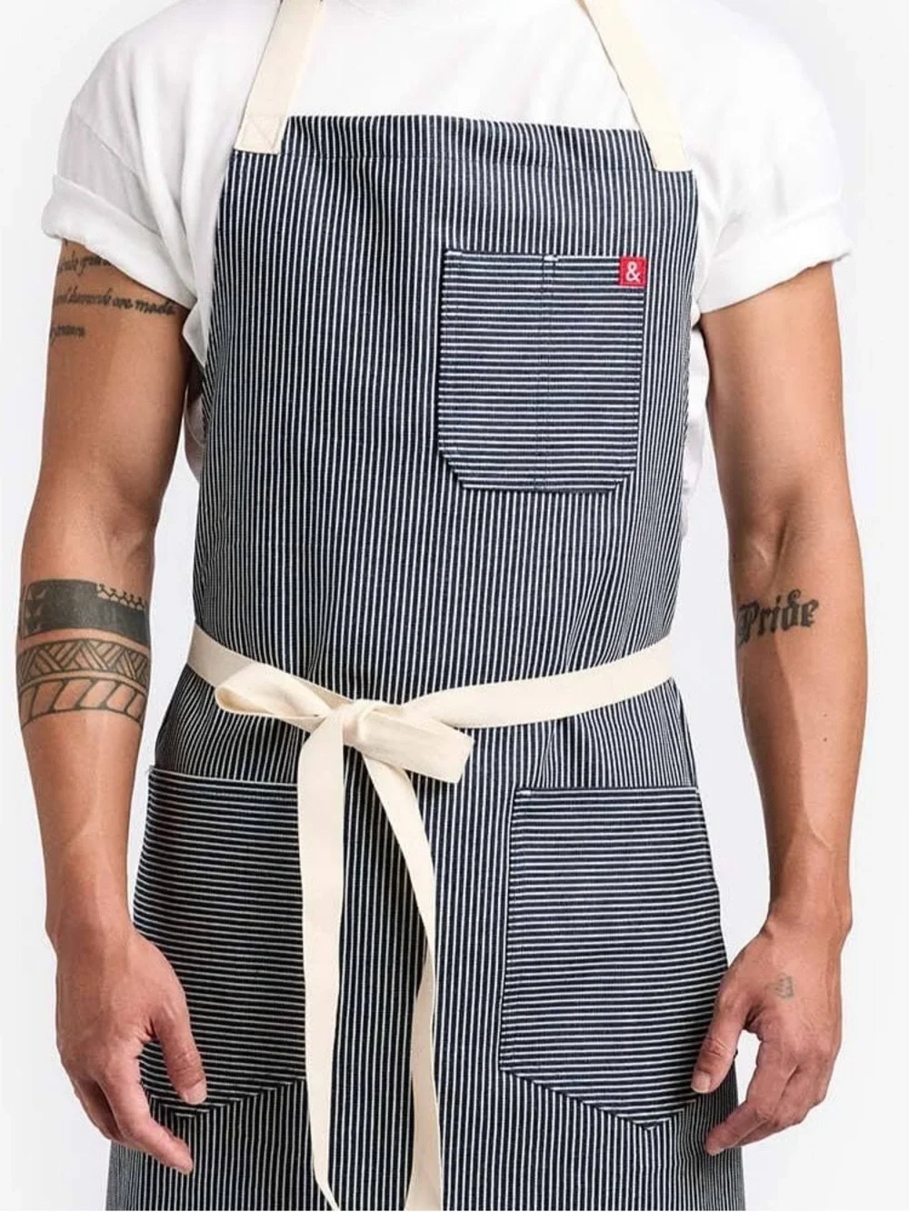 NEW HEDLEY & BENNETT Hickory Classic Apron Blue Cream
